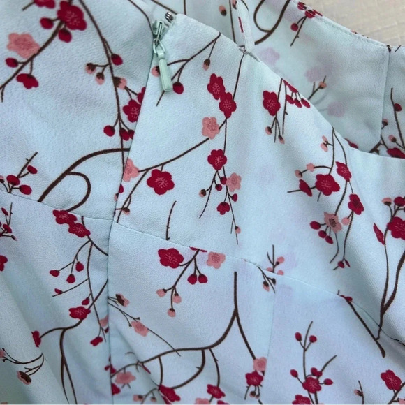 Vintage Express Cherry Blossom Slip Dress – Baby Blue Crossback Cottagecore Sz M - Picture 6 of 8